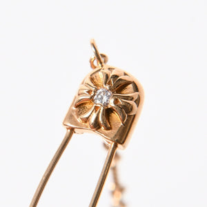 極美品 CHROME HEARTS クロムハーツ 22K セーフティピン ツイストチェーンネックレス 重量11.72g 20インチ ダイヤモンド ゴールド 中古 4a007265