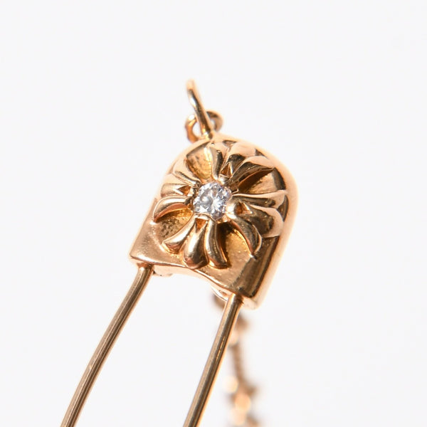 極美品 CHROME HEARTS クロムハーツ 22K セーフティピン ツイストチェーンネックレス 重量11.72g 20インチ ダイヤモンド ゴールド 中古 4a007265