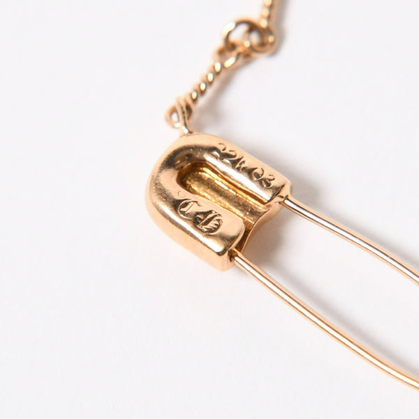 極美品 CHROME HEARTS クロムハーツ 22K セーフティピン ツイストチェーンネックレス 重量11.72g 20インチ ダイヤモンド ゴールド 中古 4a007265