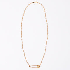 極美品 CHROME HEARTS クロムハーツ 22K セーフティピン ツイストチェーンネックレス 重量12.42g 20インチ ダイヤモンド ゴールド 中古 4a007266