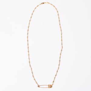 極美品 CHROME HEARTS クロムハーツ 22K セーフティピン ツイストチェーンネックレス 重量12.42g 20インチ ダイヤモンド ゴールド 中古 4a007266