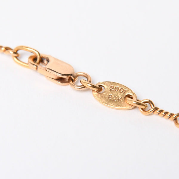 極美品 CHROME HEARTS クロムハーツ 22K セーフティピン ツイストチェーンネックレス 重量12.42g 20インチ ダイヤモンド ゴールド 中古 4a007266