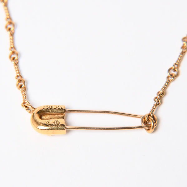 極美品 CHROME HEARTS クロムハーツ 22K セーフティピン ツイストチェーンネックレス 重量12.42g 20インチ ダイヤモンド ゴールド 中古 4a007266