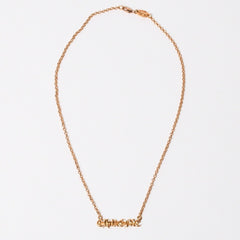 極美品 CHROME HEARTS クロムハーツ 22K HEARTS ロゴバーネックレス 重量9.34g 16インチ ゴールド アクセサリー 中古 4a007268