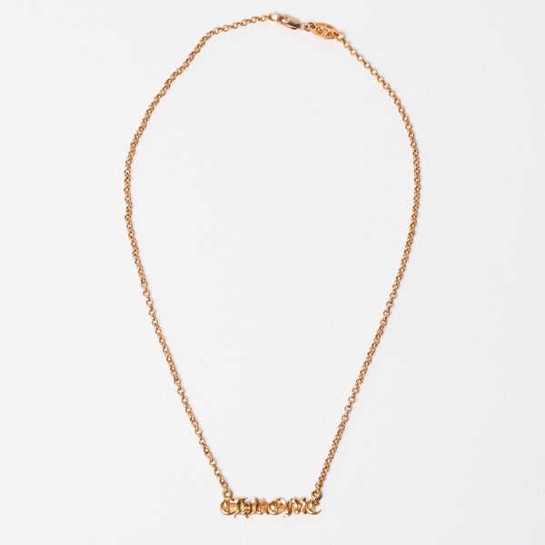 極美品 CHROME HEARTS クロムハーツ 22K HEARTS ロゴバーネックレス 重量9.34g 16インチ ゴールド アクセサリー 中古 4a007268