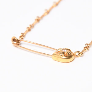極美品 CHROME HEARTS クロムハーツ 22K セーフティピン ツイストチェーンネックレス 重量12.42g 20インチ ダイヤモンド ゴールド 中古 4a007266