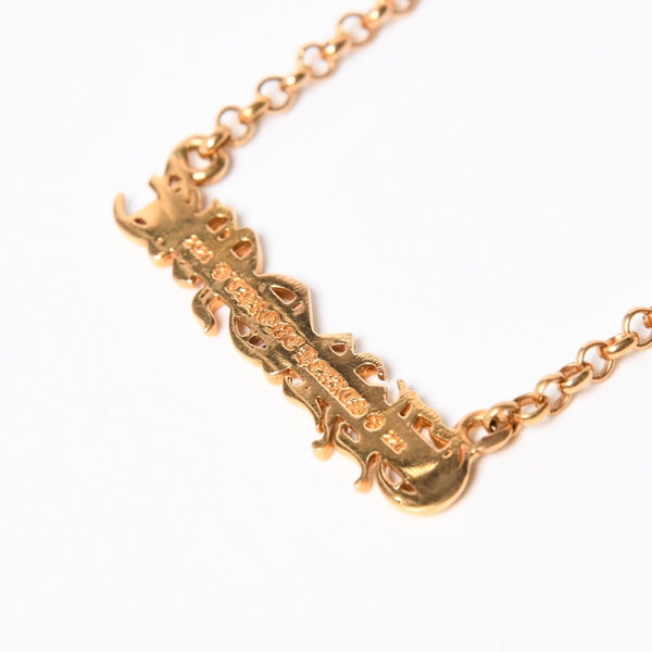 極美品 CHROME HEARTS クロムハーツ 22K HEARTS ロゴバーネックレス 重量9.34g 16インチ ゴールド アクセサリー 中古 4a007268