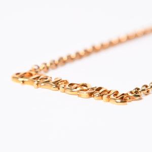 極美品 CHROME HEARTS クロムハーツ 22K HEARTS ロゴバーネックレス 重量9.34g 16インチ ゴールド アクセサリー 中古 4a007268