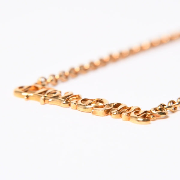 極美品 CHROME HEARTS クロムハーツ 22K HEARTS ロゴバーネックレス 重量9.34g 16インチ ゴールド アクセサリー 中古 4a007268