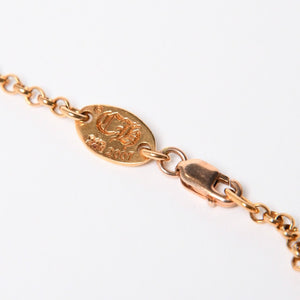 極美品 CHROME HEARTS クロムハーツ 22K HEARTS ロゴバーネックレス 重量9.34g 16インチ ゴールド アクセサリー 中古 4a007268