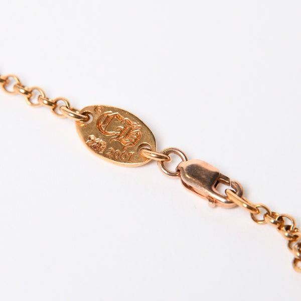 極美品 CHROME HEARTS クロムハーツ 22K HEARTS ロゴバーネックレス 重量9.34g 16インチ ゴールド アクセサリー 中古 4a007268