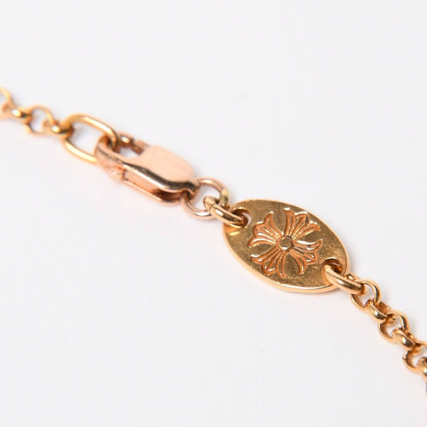 極美品 CHROME HEARTS クロムハーツ 22K HEARTS ロゴバーネックレス 重量9.34g 16インチ ゴールド アクセサリー 中古 4a007268