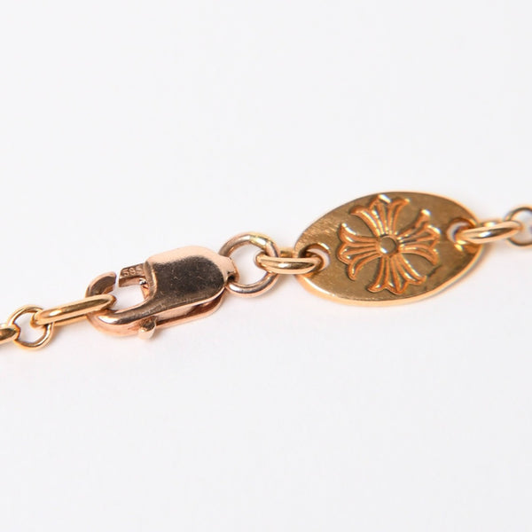 極美品 CHROME HEARTS クロムハーツ 22K HEARTS ロゴバーネックレス 重量9.34g 16インチ ゴールド アクセサリー 中古 4a007268