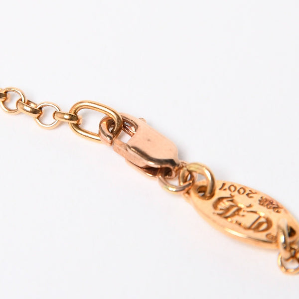 極美品 CHROME HEARTS クロムハーツ 22K HEARTS ロゴバーネックレス 重量9.34g 16インチ ゴールド アクセサリー 中古 4a007268
