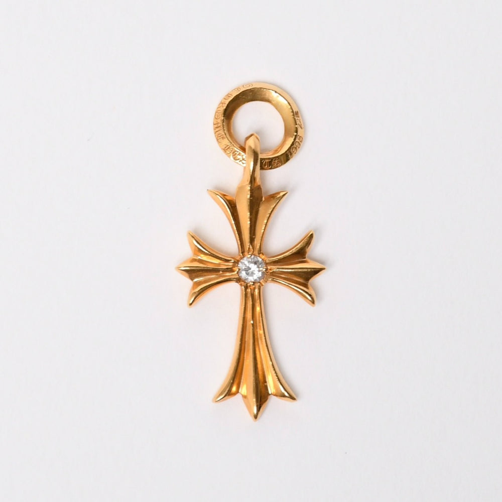 極美品 CHROME HEARTS クロムハーツ CH TINY CROSS タイニーE クロス チャーム アフター 1D 22K 5.2g 中古 4a007336