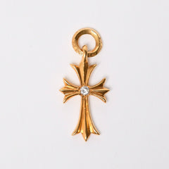 極美品 CHROME HEARTS クロムハーツ CH TINY CROSS タイニーE クロス チャーム アフター 1D 22K 5.2g 中古 4a007336