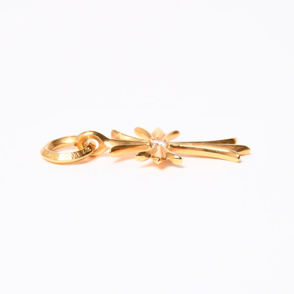 極美品 CHROME HEARTS クロムハーツ CH TINY CROSS タイニーE クロス チャーム アフター 1D 22K 5.2g 中古 4a007336