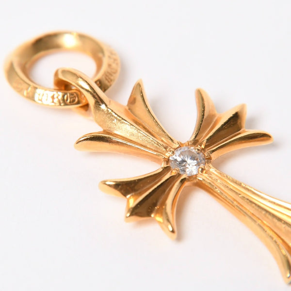 極美品 CHROME HEARTS クロムハーツ CH TINY CROSS タイニーE クロス チャーム アフター 1D 22K 5.2g 中古 4a007336