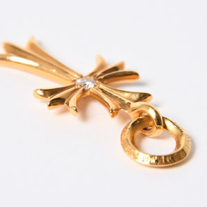 極美品 CHROME HEARTS クロムハーツ CH TINY CROSS タイニーE クロス チャーム アフター 1D 22K 5.2g 中古 4a007336