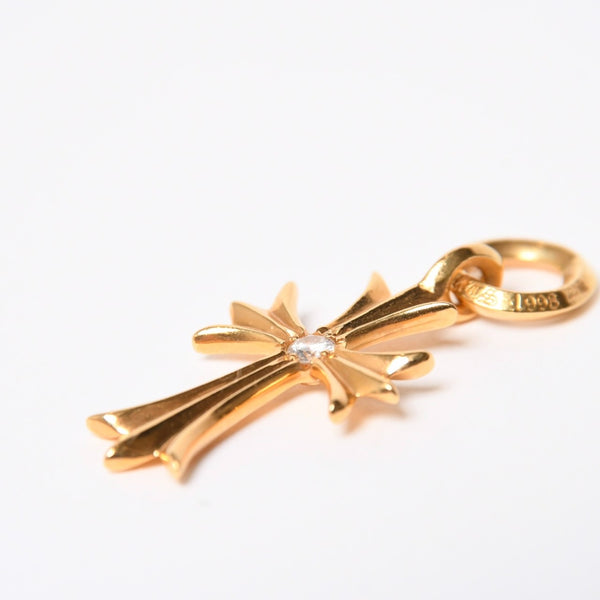極美品 CHROME HEARTS クロムハーツ CH TINY CROSS タイニーE クロス チャーム アフター 1D 22K 5.2g 中古 4a007336