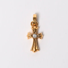 CHROME HEARTS クロムハーツ 22k CHクロス ベビーファット チャーム トップ 重量約3.58g ゴールド ダイヤモンド 2004 22k刻印 美品 中古 4a007282