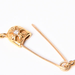 極美品 CHROME HEARTS クロムハーツ 22K セーフティピン ツイストチェーンネックレス 重量12.42g 20インチ ダイヤモンド ゴールド 中古 4a007266
