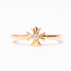 極美品 CHROME HEARTS クロムハーツ 指輪 リング 22K バブルガム CHプラス 1ダイヤモンド ゴールド 重量約2.5g サイズ7号 中古 4a007261