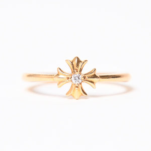 極美品 CHROME HEARTS クロムハーツ 指輪 リング 22K バブルガム CHプラス 1ダイヤモンド ゴールド 重量約2.5g サイズ7号 中古 4a007261