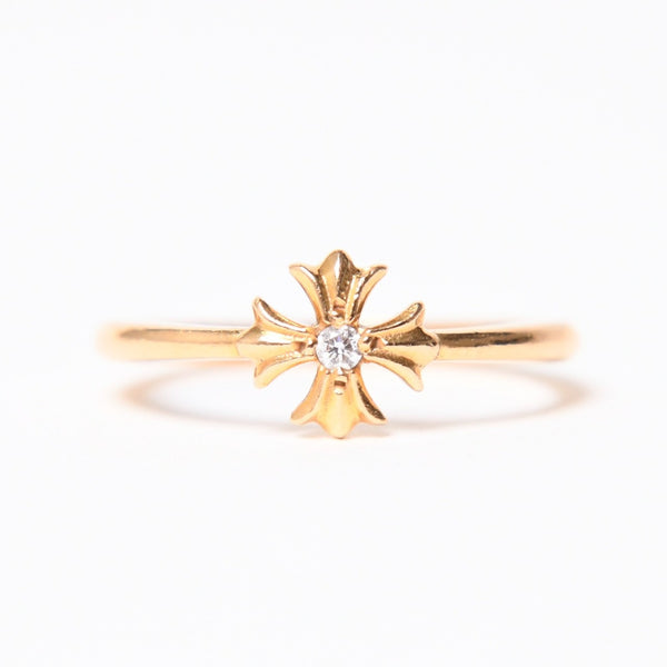極美品 CHROME HEARTS クロムハーツ 指輪 リング 22K バブルガム CHプラス 1ダイヤモンド ゴールド 重量約2.5g サイズ7号 中古 4a007261