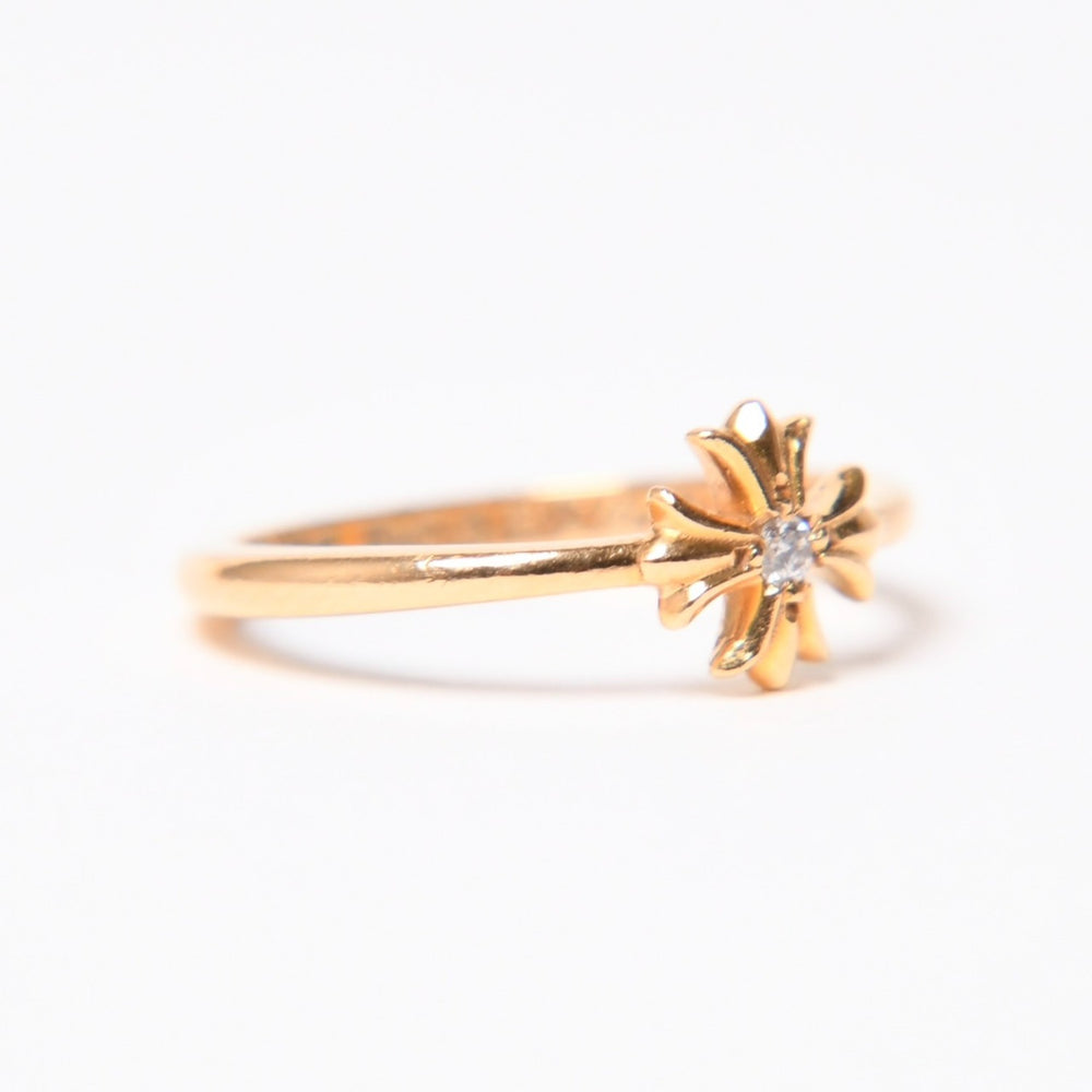 極美品 CHROME HEARTS クロムハーツ 指輪 リング 22K バブルガム CHプラス 1ダイヤモンド ゴールド 重量約2.5g サイズ7号 中古 4a007261