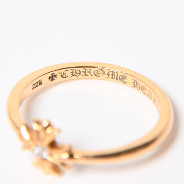 極美品 CHROME HEARTS クロムハーツ 指輪 リング 22K バブルガム CHプラス 1ダイヤモンド ゴールド 重量約2.5g サイズ7号 中古 4a007261