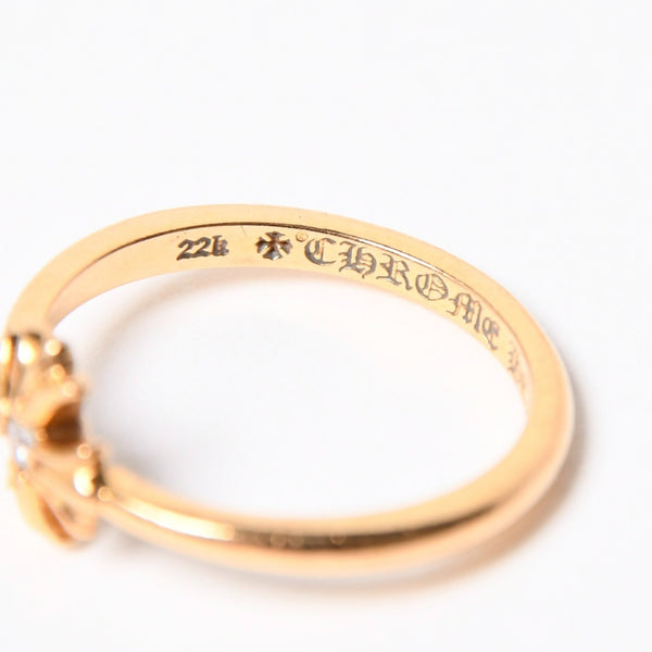 極美品 CHROME HEARTS クロムハーツ 指輪 リング 22K バブルガム CHプラス 1ダイヤモンド ゴールド 重量約2.5g サイズ7号 中古 4a007261