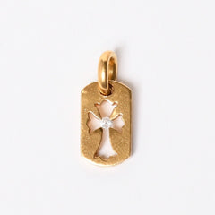 極美品 CHROME HEARTS クロムハーツ D TAG SML CO CRS 1P カットアウトクロス ドッグタグ スモール ペンダントトップ 22K 重量約4.8 美品 中古 4a007330