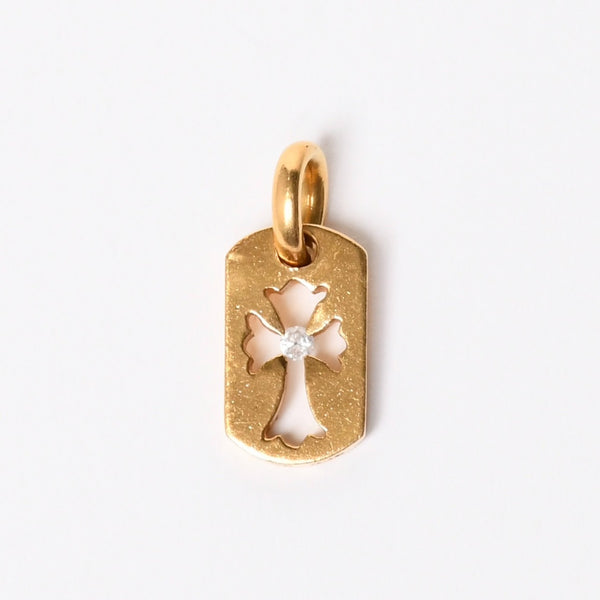 極美品 CHROME HEARTS クロムハーツ D TAG SML CO CRS 1P カットアウトクロス ドッグタグ スモール ペンダントトップ 22K 重量約4.8 美品 中古 4a007330