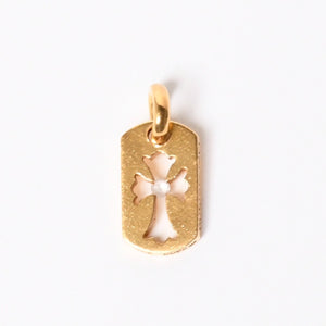 極美品 CHROME HEARTS クロムハーツ D TAG SML CO CRS 1P カットアウトクロス ドッグタグ スモール ペンダントトップ 22K 重量約4.8 美品 中古 4a007330