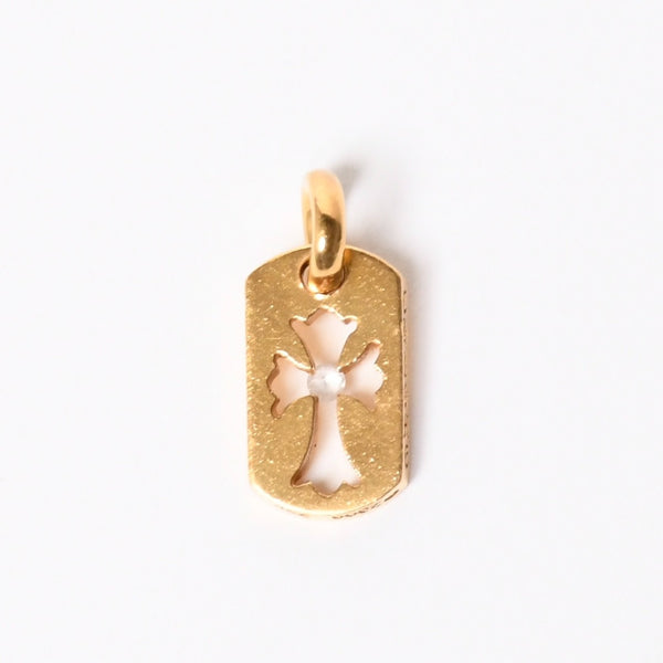 極美品 CHROME HEARTS クロムハーツ D TAG SML CO CRS 1P カットアウトクロス ドッグタグ スモール ペンダントトップ 22K 重量約4.8 美品 中古 4a007330