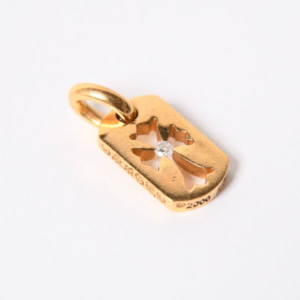 極美品 CHROME HEARTS クロムハーツ D TAG SML CO CRS 1P カットアウトクロス ドッグタグ スモール ペンダントトップ 22K 重量約4.8 美品 中古 4a007330