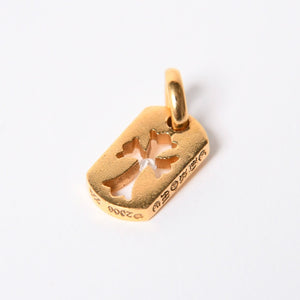 極美品 CHROME HEARTS クロムハーツ D TAG SML CO CRS 1P カットアウトクロス ドッグタグ スモール ペンダントトップ 22K 重量約4.8 美品 中古 4a007330