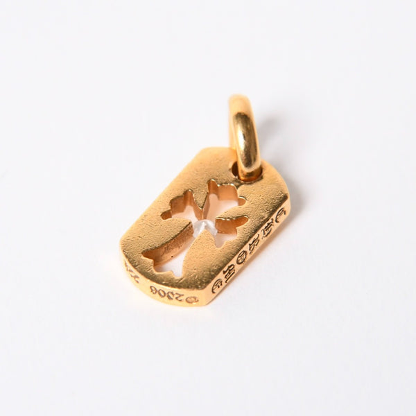極美品 CHROME HEARTS クロムハーツ D TAG SML CO CRS 1P カットアウトクロス ドッグタグ スモール ペンダントトップ 22K 重量約4.8 美品 中古 4a007330