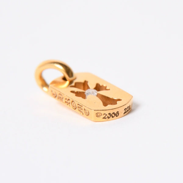 極美品 CHROME HEARTS クロムハーツ D TAG SML CO CRS 1P カットアウトクロス ドッグタグ スモール ペンダントトップ 22K 重量約4.8 美品 中古 4a007330