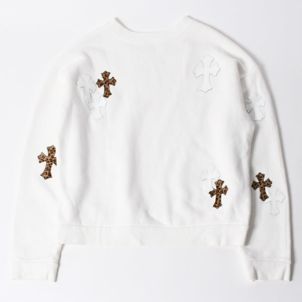 極美品 CHROME HEARTS クロムハーツ スウェットシャツ トレーナー サイズL セメタリークロスパッチ 20パッチ ハラコ パテント 中古 4a007047