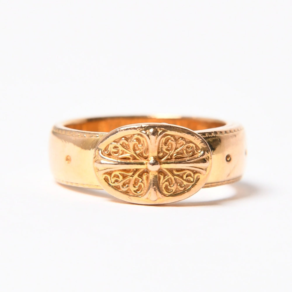CHROME HEARTS クロムハーツ 22K クラシック オーバルクロス ベルトリング 重量約12.47g サイズ14号 22KYG 美品 中古 4a007290