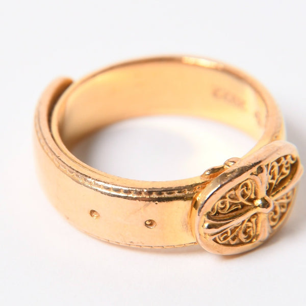 CHROME HEARTS クロムハーツ 22K クラシック オーバルクロス ベルトリング 重量約12.47g サイズ14号 22KYG 美品 中古 4a007290