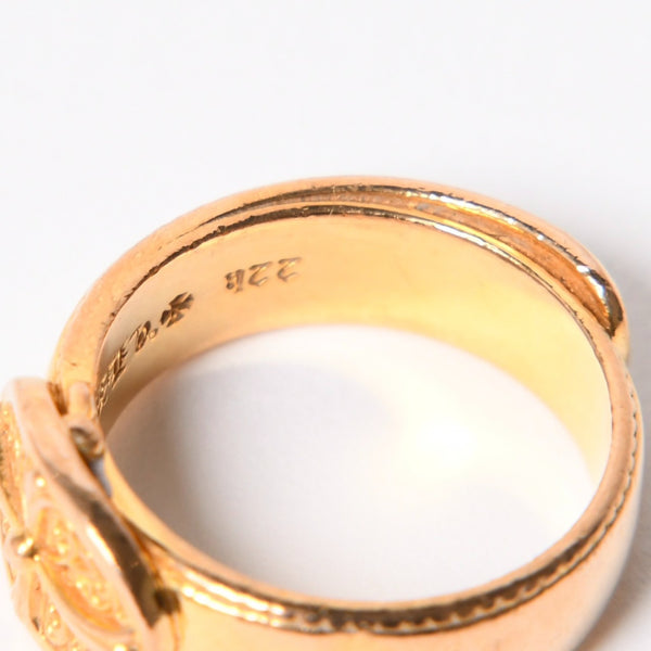 CHROME HEARTS クロムハーツ 22K クラシック オーバルクロス ベルトリング 重量約12.47g サイズ14号 22KYG 美品 中古 4a007290