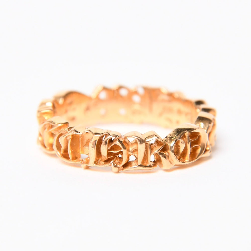 CHROME HEARTS クロムハーツ SCRIPT BAND スクリプトバンドリング ゴールド 指輪 重量約5.85g 22kサイズ14号 美品 中古 4a007269