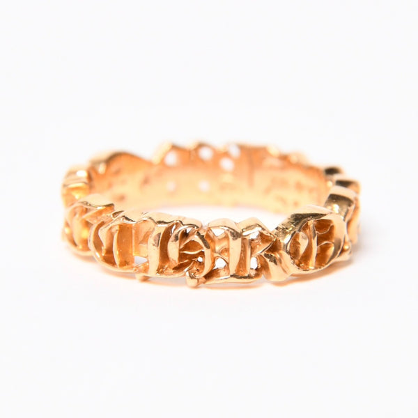 CHROME HEARTS クロムハーツ SCRIPT BAND スクリプトバンドリング ゴールド 指輪 重量約5.85g 22kサイズ14号 美品 中古 4a007269