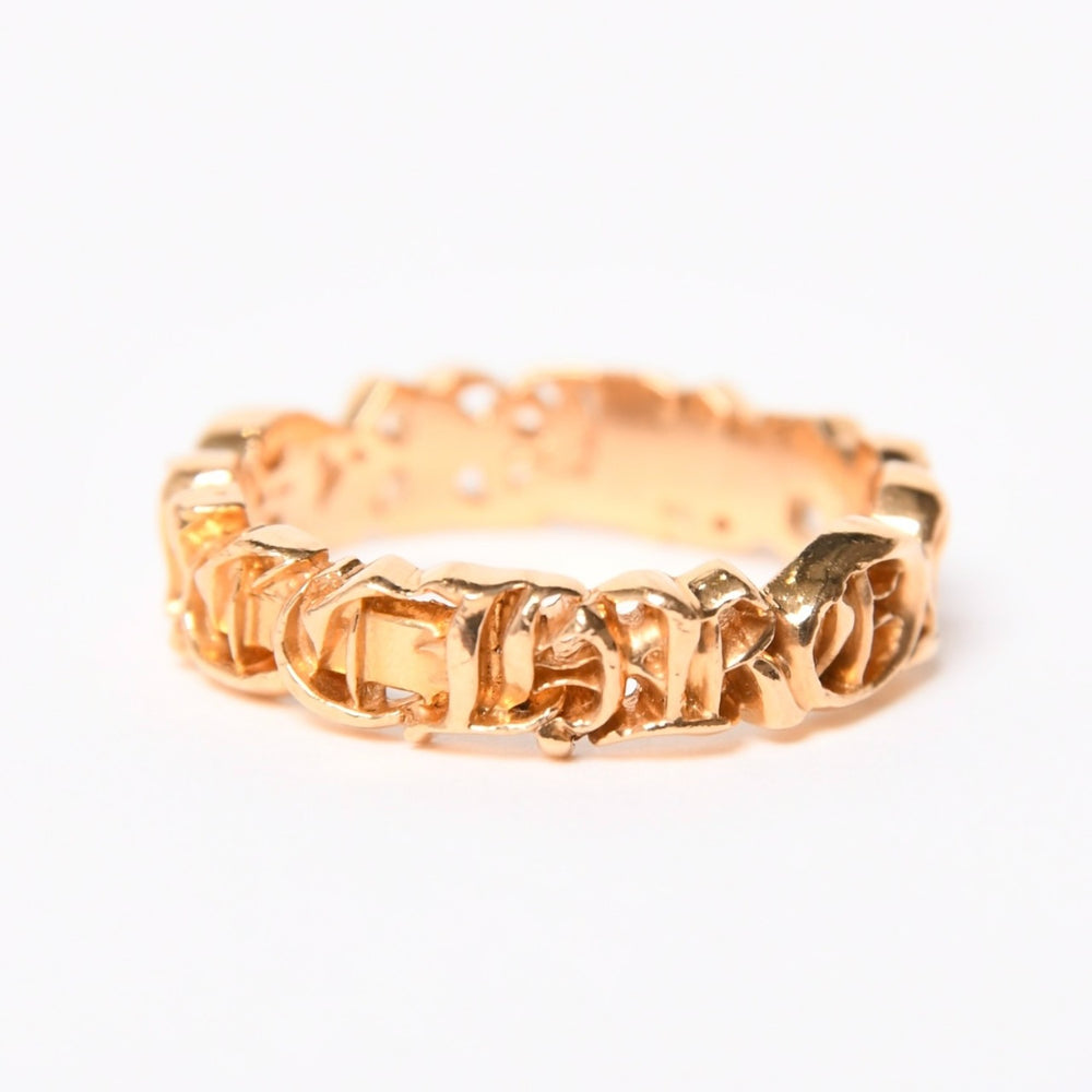 CHROME HEARTS クロムハーツ SCRIPT BAND スクリプトバンドリング ゴールド 指輪 重量約5.85g 22kサイズ14号 美品 中古 4a007269