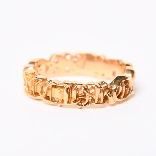 CHROME HEARTS クロムハーツ SCRIPT BAND スクリプトバンドリング ゴールド 指輪 重量約5.85g 22kサイズ14号 美品 中古 4a007269
