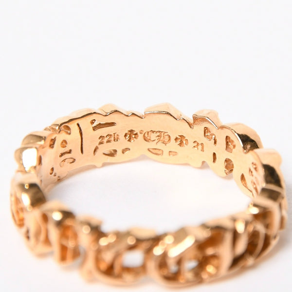 CHROME HEARTS クロムハーツ SCRIPT BAND スクリプトバンドリング ゴールド 指輪 重量約5.85g 22kサイズ14号 美品 中古 4a007269
