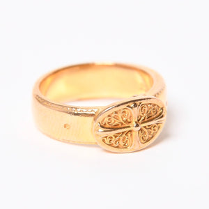 CHROME HEARTS クロムハーツ 22K クラシック オーバルクロス ベルトリング 重量約12.47g サイズ14号 22KYG 美品 中古 4a007290
